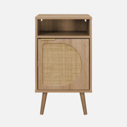 Sweeek - Wood And Rounded Cane Rattan Bedside Table Eva Natural 40X39X70 Cm - thumbnail 2
