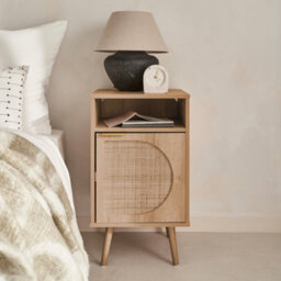 Sweeek - Wood And Rounded Cane Rattan Bedside Table Eva Natural 40X39X70 Cm - thumbnail 5