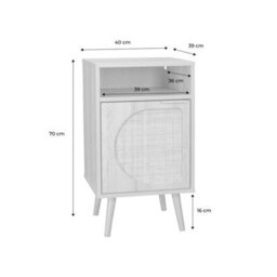 Sweeek - Wood And Rounded Cane Rattan Bedside Table Eva Natural 40X39X70 Cm - thumbnail 7