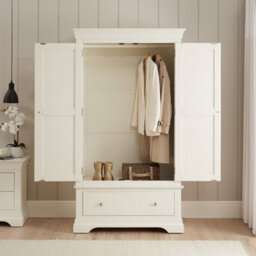 The Furniture Market Wilmslow White Painted 2 Door Double Wardrobe With Drawer - thumbnail 3