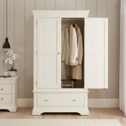 The Furniture Market Wilmslow White Painted 2 Door Double Wardrobe With Drawer