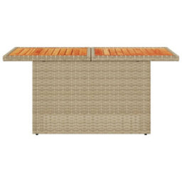 Berkfield Garden Table Beige 100X55X73 Cm Poly Rattan And Acacia Wood - thumbnail 5