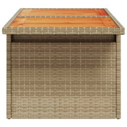 Berkfield Garden Table Beige 100X55X73 Cm Poly Rattan And Acacia Wood - thumbnail 6