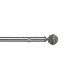Unknown 28mm Fixed Length Metal Eyelet Curtain Pole Set In Satin Silver - Mia Finial, 280Cm