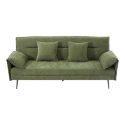 Darphe 3-Seater Contemporary Convertible Green Sofa Bed With 2 Pillows