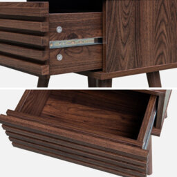 Sweeek - Scandi-Style Bedside Table With Grooved Wooden Effect Madere Walnut 29X40X50.5 Cm - thumbnail 4