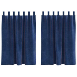 Berkfield Blackout Curtains With Hanging Loops 2 Pcs Dark Blue Velvet - thumbnail 2