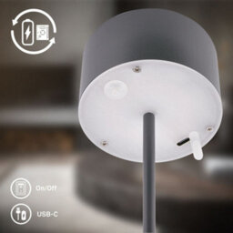 Briloner Led Table Lamp Rechargeable Light Cordless Dimmable Touch Ip44 Warm White Anthracite - thumbnail 5