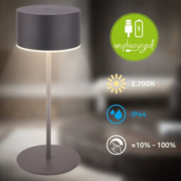 Briloner Led Table Lamp Rechargeable Light Cordless Dimmable Touch Ip44 Warm White Anthracite - thumbnail 3