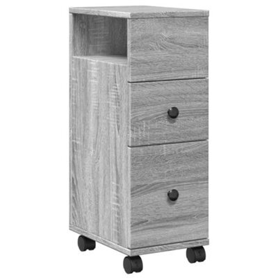 Berkfield Classic Narrow Bathroom Cabinet With Wheels Grey Sonoma Engineered Wood