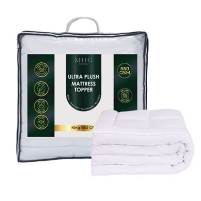 MHG Living Hotel-Quality Mattress Topper - Quilted 650Gsm Ultra Soft Microfibre, 5Cm Thick, Hypoallergenic & Breathable (King) - image 1