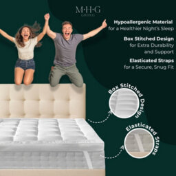 MHG Living Hotel-Quality Mattress Topper - Quilted 650Gsm Ultra Soft Microfibre, 5Cm Thick, Hypoallergenic & Breathable (King) - thumbnail 4