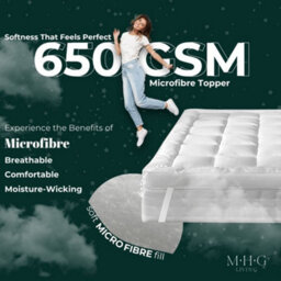 MHG Living Hotel-Quality Mattress Topper - Quilted 650Gsm Ultra Soft Microfibre, 5Cm Thick, Hypoallergenic & Breathable (King) - thumbnail 3