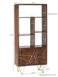 Worcester Dark Gold Large Bookcase 2 Door - thumbnail 5