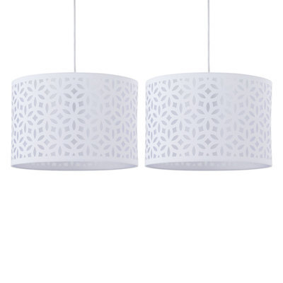 First Choice Lighting Set Of 2 White Laser Cut 25Cm Pendant Lightshades - image 1