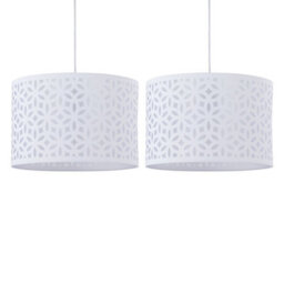 First Choice Lighting Set Of 2 White Laser Cut 25Cm Pendant Lightshades - thumbnail 1