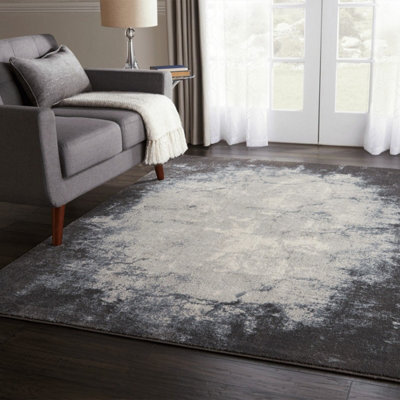 Abstract Ivory Grey Luxurious Modern Easy To Clean Living Room Bedroom & Dining Room Rug-160Cm X 221Cm - image 1