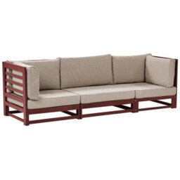 Beliani Garden Sofa 3 Seater Trani Modular Acacia Wood Dark Red