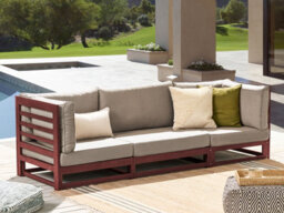 Beliani Garden Sofa 3 Seater Trani Modular Acacia Wood Dark Red - thumbnail 2
