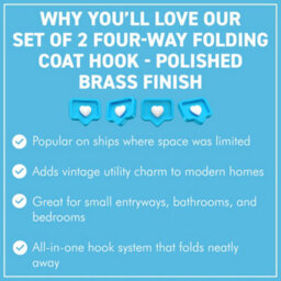 Thorness Set Of Two Polished Brass 3 Prong Swibel Coat Hooks Folding Wall Mount Hanger With Screws Included - thumbnail 7