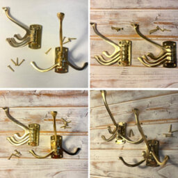 Thorness Set Of Two Polished Brass 3 Prong Swibel Coat Hooks Folding Wall Mount Hanger With Screws Included - thumbnail 9