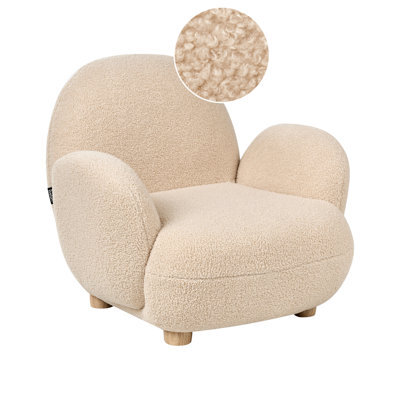 Beliani Kids Armchair Hem Boucle Beige - image 1