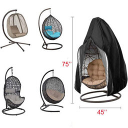 190X115Cm, Hanging Chair Cover, Egg Protector, Waterproof Garden Durable 210D Oxford Fabric, Black - thumbnail 2