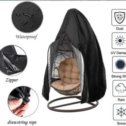 190X115Cm, Hanging Chair Cover, Egg Protector, Waterproof Garden Durable 210D Oxford Fabric, Black - thumbnail 3