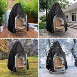 190X115Cm, Hanging Chair Cover, Egg Protector, Waterproof Garden Durable 210D Oxford Fabric, Black - thumbnail 6