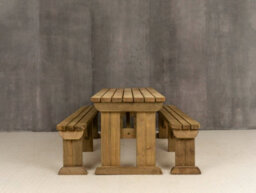 Arbor Garden Solutions Picnic Bench And Table Set, Aspen Rounded Wooden Patio Furniture (8Ft, Rustic Brown) - thumbnail 3