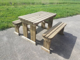Arbor Garden Solutions Picnic Bench And Table Set, Aspen Rounded Wooden Patio Furniture (8Ft, Rustic Brown) - thumbnail 6
