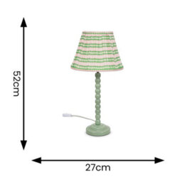 Valuelights Bobbles Sage Green Bobbin Table Lamp With Pink Aztec Pleated Shade - thumbnail 6