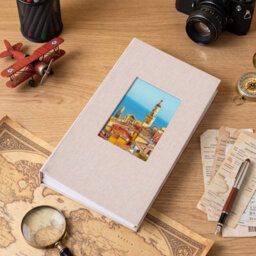 Living And Home 300 Pocket Photo Album Beige Linen Hardcover Window Design Memory Storage Book - thumbnail 1
