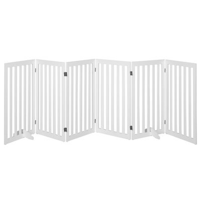 Costway 6-Panel 89 Cm Pet Barrier Wooden Freestanding Pet Safety Gate - image 1