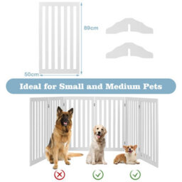 Costway 6-Panel 89 Cm Pet Barrier Wooden Freestanding Pet Safety Gate - thumbnail 5