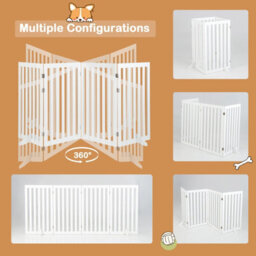 Costway 6-Panel 89 Cm Pet Barrier Wooden Freestanding Pet Safety Gate - thumbnail 3