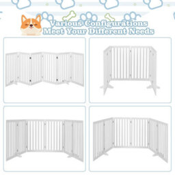 Costway 6-Panel 89 Cm Pet Barrier Wooden Freestanding Pet Safety Gate - thumbnail 2