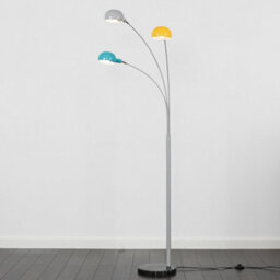 Valuelights 3 Way Grey Metal And Marble Curva Floor Lamp With Yellow Blue And Grey Dome Shades - thumbnail 4