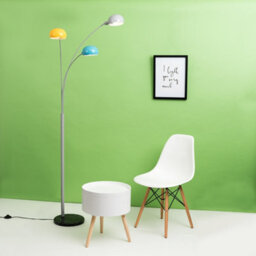 Valuelights 3 Way Grey Metal And Marble Curva Floor Lamp With Yellow Blue And Grey Dome Shades - thumbnail 5