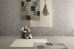 Orsina Small Box Design Rug, Handcrafted Grey & Ivory Woven Patchwork Rug, Soft Wool & Cotton Blend, Colour Palette - thumbnail 2