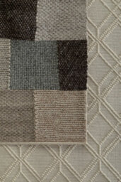Orsina Small Box Design Rug, Handcrafted Grey & Ivory Woven Patchwork Rug, Soft Wool & Cotton Blend, Colour Palette - thumbnail 3