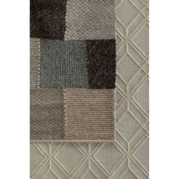 Orsina Small Box Design Rug, Handcrafted Grey & Ivory Woven Patchwork Rug, Soft Wool & Cotton Blend, Colour Palette - thumbnail 5