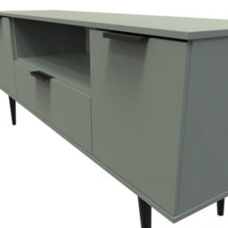 Fuji 2 Door 1 Drawer Wide Tv Unit In Reed Green (Ready Assembled) - thumbnail 4