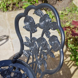 Home Source Rose Detail Outdoor Garden Bistro Patio Table And Chair Set Black - thumbnail 4