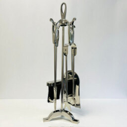 Wholesome Home Premium 4-Piece Fireplace Tool Set, Polished Chrome Silver Finish, 53Cm Stand, Companion Set With Tongs, Poker, Shovel And Brush - thumbnail 3