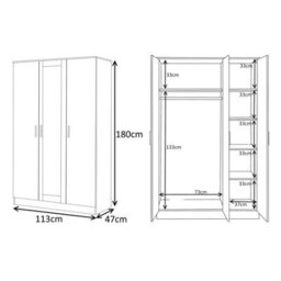 Reflect 3 Door Mirror Wardrobe, 5 Drawer Chest, 2 Drawer Bedside & Desk - Black Gloss & Walnut - Modern Bedroom Furniture Set - thumbnail 7