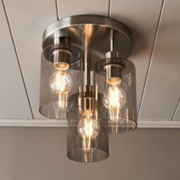 Pagazzi Lighting Pagazzi Kingsholm 3 Light Satin Nickel Semi Flush Ceiling Light - thumbnail 1