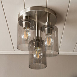 Pagazzi Lighting Pagazzi Kingsholm 3 Light Satin Nickel Semi Flush Ceiling Light - thumbnail 2