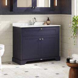 Hudson Reed Floor Standing 2-Door Traditional Vanity With 1 Tap Hole Grey Marble Top & Basin, Twilight Blue, 1020X470mm - thumbnail 4