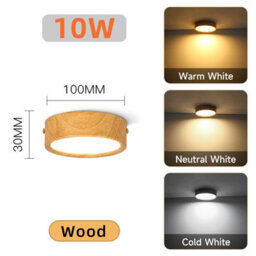 Amorly 2 Pack Wood Grain 10W Color Ceiling Light Led Spot Downlight Surface Mounted Downlights Thin Foldable Spotlight For Living Room - thumbnail 1